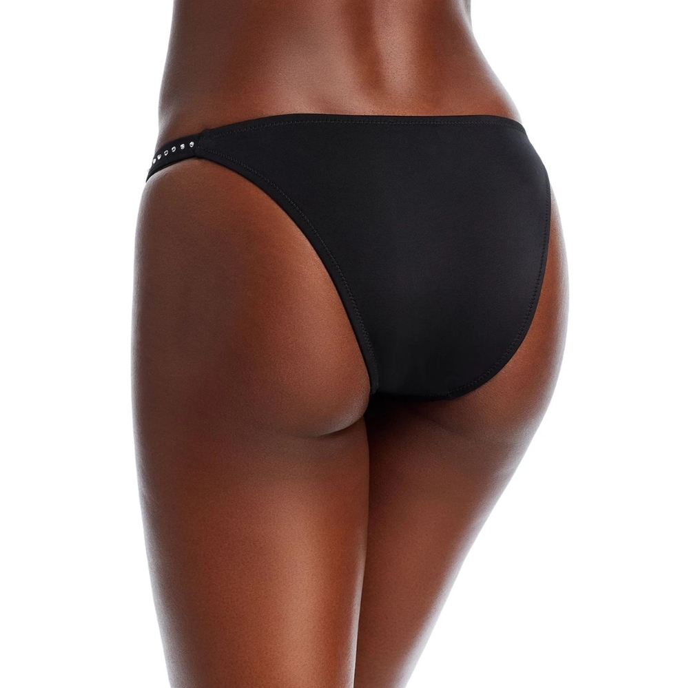 Aqua Swim Black Bikini Bottom Rhinestone Trimmed Lg New - Picture 2 of 8